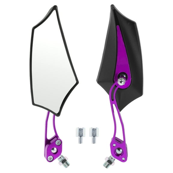 Unique Bargains Motorcycle Rear View Mirrors Handlebar Mirrors Aluminum Alloy Plastic Black Purple Adjustable M8/M10 Prismatic Shape