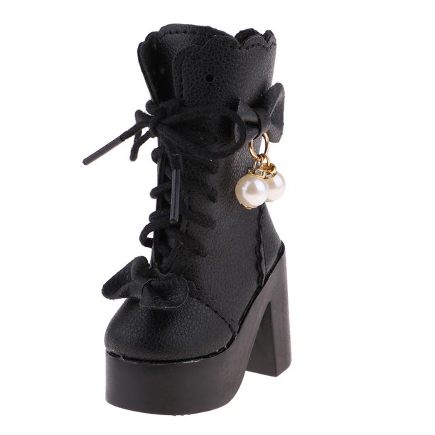 Botas de Muñeca Yotijar de Cuero PU con Cordones para Lolita de 60 cm Negro
