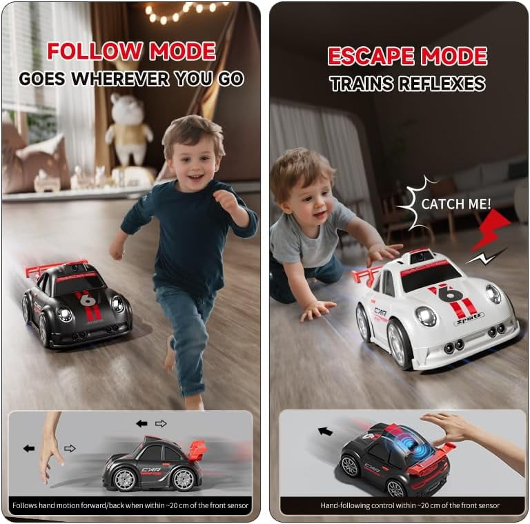 Mini RC Racing Cars with Camera, RC Drift Car with Follow, Escape, One-Click Demo Mode, Real-time Video Transmission Allows for Taking Photos (A)
