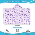 thumbnail image 2 of White Purple Butterfly Flower Pattern Hooded Bath Towel，50"x30" for Ages 3 To 12 Kids, Quick Dry Lightweight Soft Microfiber Hood Beach Towel Cover Up for Kids, 2 of 7
