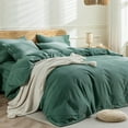 thumbnail image 2 of Cotton Duvet Cover Queen Size Pinstriped Comforter Cover with Button Washed Cotton Breathable Soft Solid Bedding Set Duvet Cover ×in & Pillowcases (NO Comforter), 2 of 9