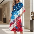 thumbnail image 4 of BOMYJESK Womens Maxi Dress 250th Anniversary Stars Stripes A-Line Dress Boho Independence Day 4th July 2026 Summer Dresses Casual Party Apparel Deep Red XL, 4 of 7