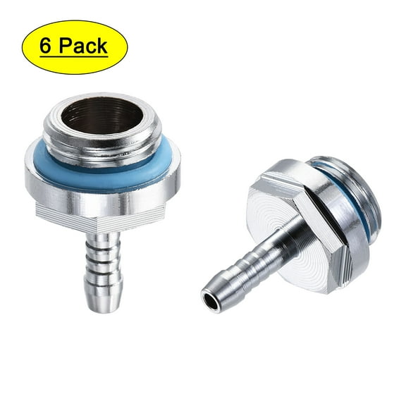 Brass Hose Fitting G1/4 Thread with OD 4mm Nozzle for Computer Water Cooling System 6pcs