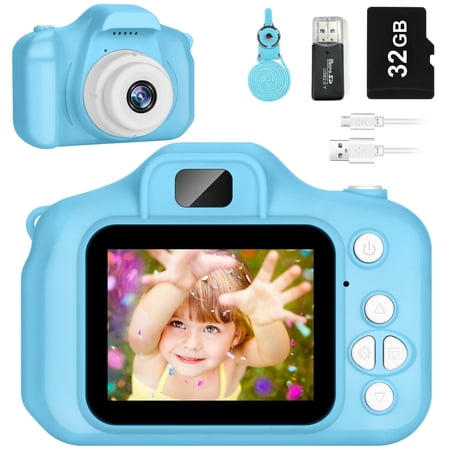 Kids Camera for Boys and Girls, Sherry Digital Camera for Kids Toy Gift, Toddler Camera Christmas Birthday Gifts for Age 3-12 with 32GB SD Card, Video Recorder 1080P IPS 2 Inch(Blue)