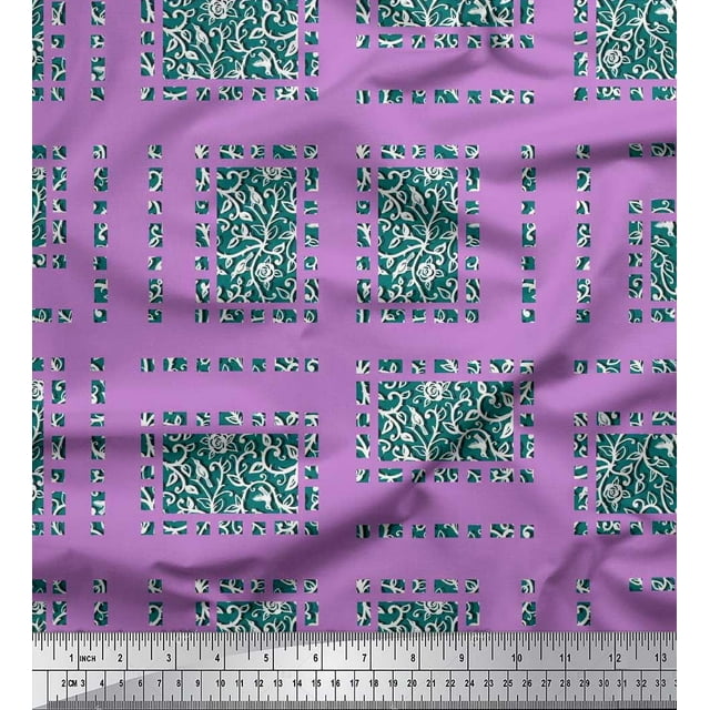Soimoi Poly Georgette Fabric Leaves,Bird & Floral Patchwork Print Sewing Fabric Yard 52 Inch Wide