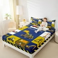 thumbnail image 4 of Homewish Excavator Truck Twin Sheet Sets,Construction Vehicles Twin Fitted Sheet,Yellow Blue Flat Sheet For Boys Teens,Breathable Home Decor,3-Piece, 4 of 7
