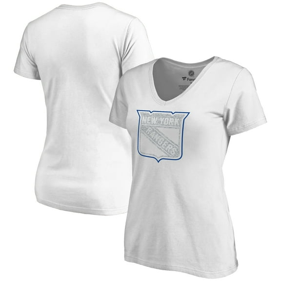 Women's White New York Rangers Whiteout V-Neck T-Shirt