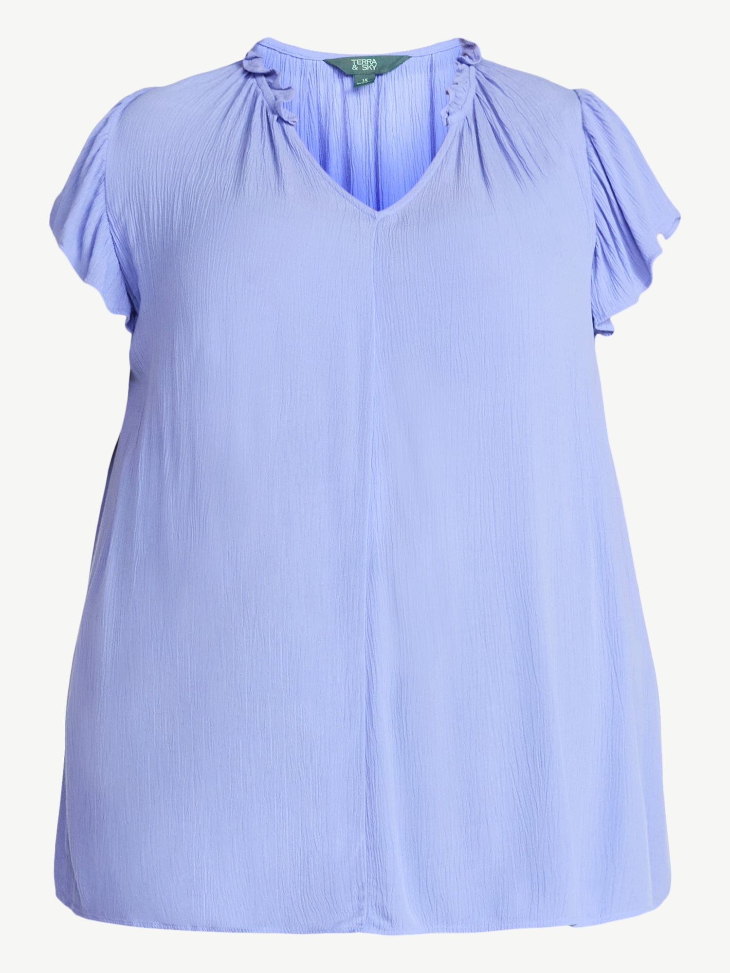 Terra & Sky Women's Plus Size Flutter Sleeve Blouse, Sizes 0X-5X
