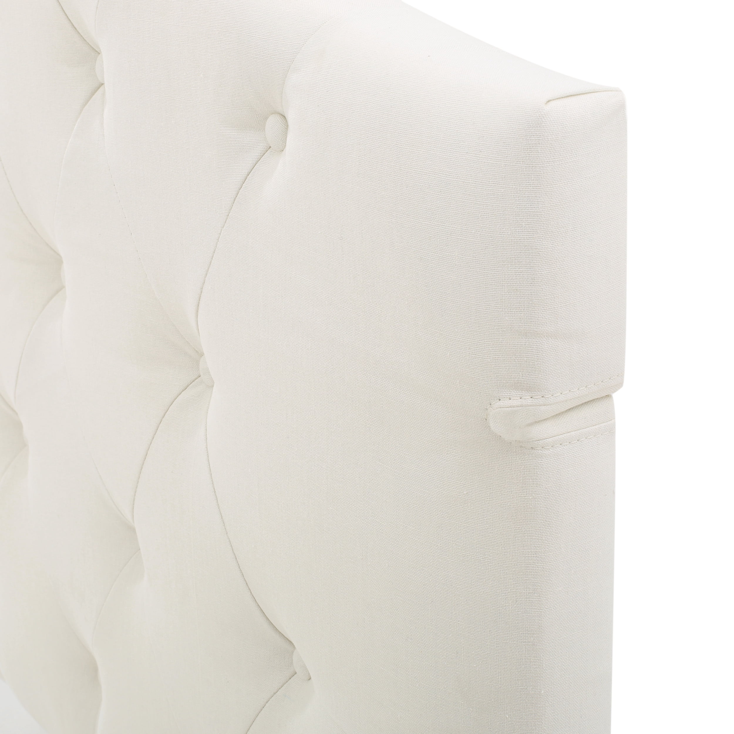 Noble House Farah Queen Tufted Fabric Full Headboard, Ivory