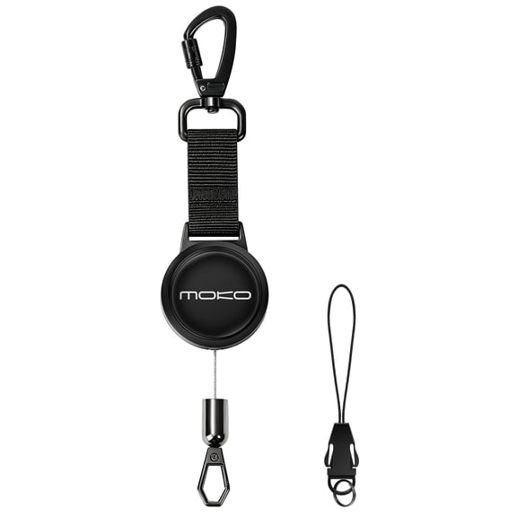 MoKo 2Pack Badge Lanyard with ID Holder, Retractable Steel Line with Locking Carabiner & Quick Release Clip, Breakaway Lanyard for ID Badge Holder, Office Worker Neck Strap, Black