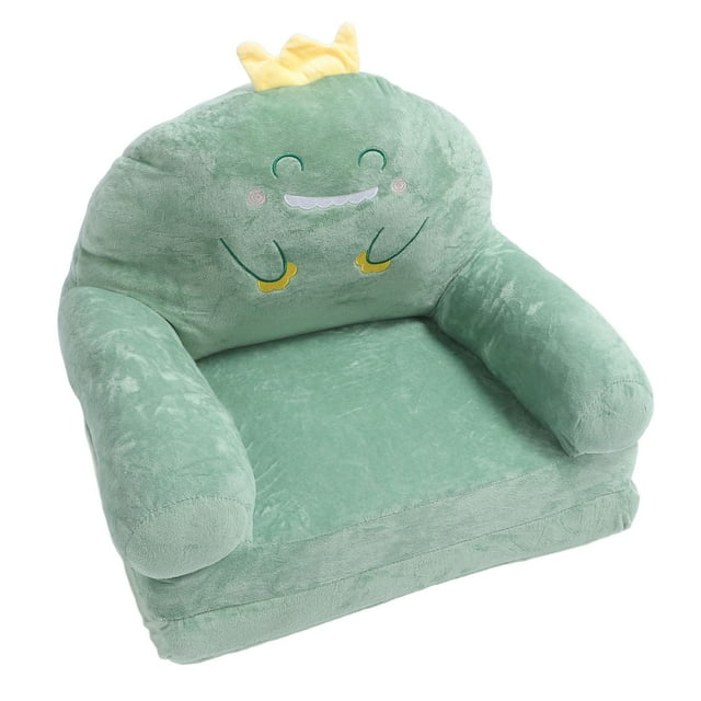Green Dinosaur Kids Sofa, Soft Breathable Toddler Chair with Handle Foldable Mini Couch for Reading Relaxing Sleeping Gift