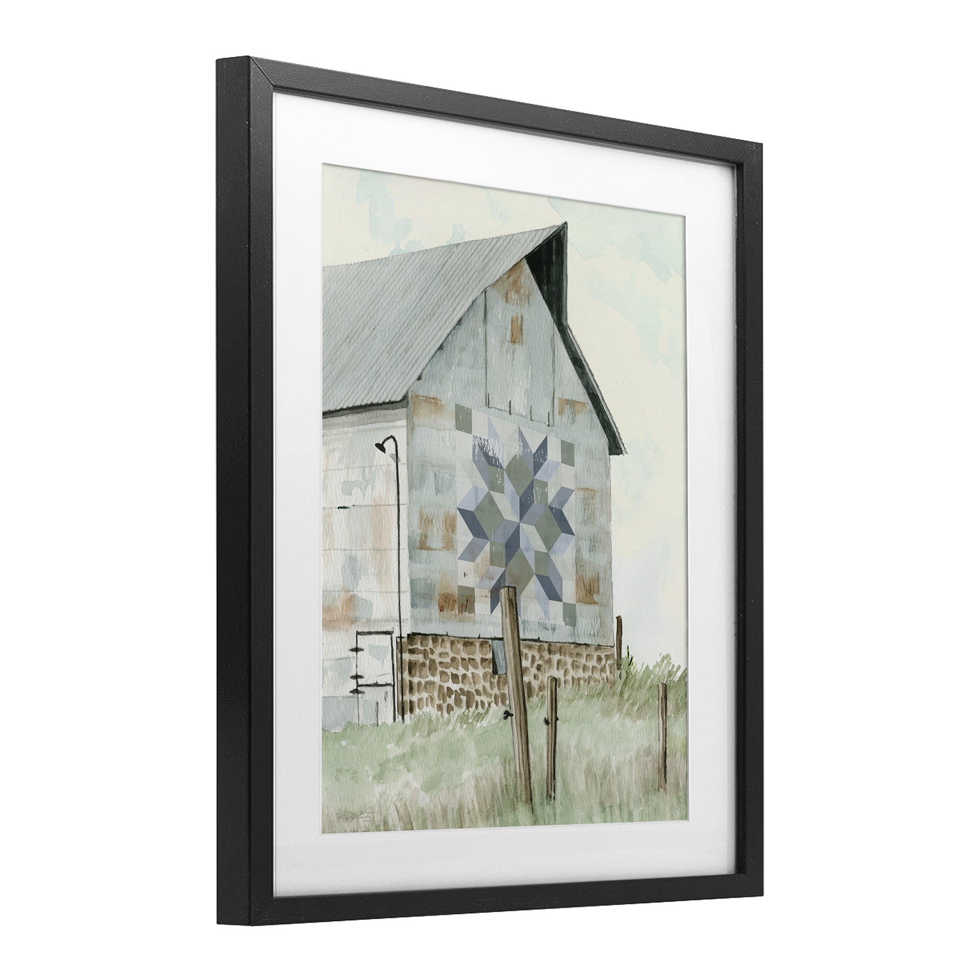 Stupell Industries Pickel's Barn Quilt Black Framed Print Under Glass, design by Cindy Jacobs