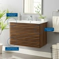 thumbnail image 4 of Sink Vanity Cabinet, Wall Mounted, Wood, Brown Walnut White, Modern Contemporary Urban Design, Hotel Bedroom Bathroom Master Suite Guest, 4 of 10