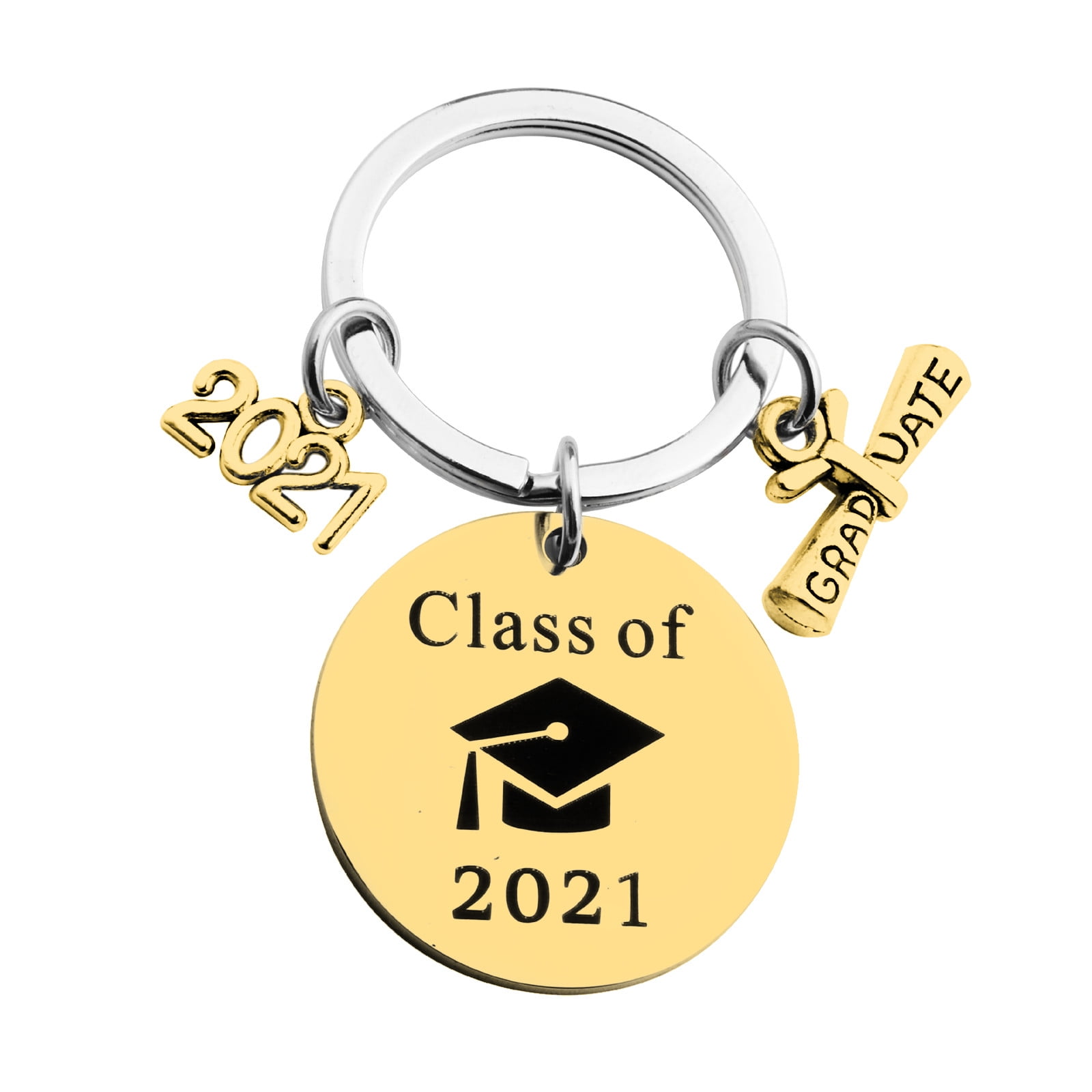 pstuiky Keychain Rings Class Of 2021 Graduate Gift Stainless Steel