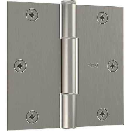 National Hardware Squeak Guard Hinges Square Corner 3-Pack in Satin Nickel