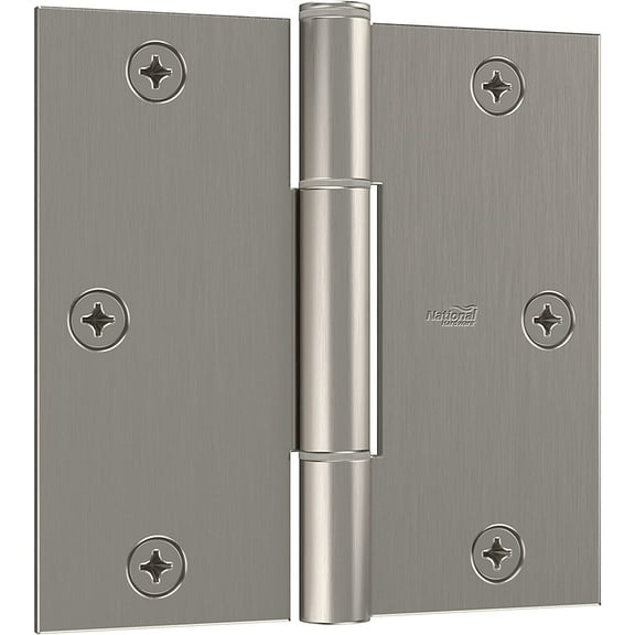National Hardware Squeak Guard Hinges Square Corner 3-Pack in Satin Nickel