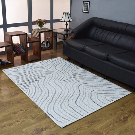 Rugsotic Carpets Hand Woven Flat Weave Kilim Polyester Eco-Friendly Area Rugs - 3'X5', Rectangle, Beige Multicolor, Abstract Design, Low Pile Handmade Area Rugs For Living Room, Bed Room (Dp0001)