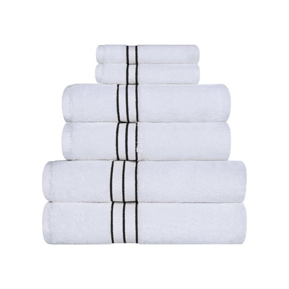 Superior Turkish Cotton Ultra-Plush 6-Piece Towel Set Black