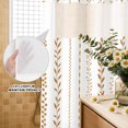 thumbnail image 4 of No Hook Shower Curtain, Modern Minimalist Art Shower Curtains for Bathroom with See Through Top Window, Rustic Boho Leaf Stripes Simple Orange Waterproof & Washable Bath Curtain Standard 72"x72", 4 of 9
