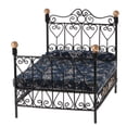 thumbnail image 4 of Cama Doble de Estilo Europeo para Casa de Muñecas 1/12 con Accesorios de Decoración , Negro, Tamaño de la cama (L X W X H): 16 x 11.5 x 13 cm, 4 of 5