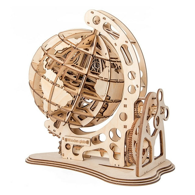 Globo Terrestre 3D de Madera para Armar - Modelo Educativo con Mecanismo de Engranajes, Regalo Creativo para Niños y Adultos en Navidad o Cumpleaños, Juguete DIY Sin Necesidad de Pegamento o