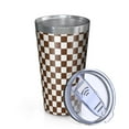 thumbnail image 2 of 16oz Tumblers Brown and White Checkerboard Pattern Stainless Steel Vacuum Insulated Double Wall Travel Tumbler Cups Mug with Lid and Straw,Cleaning Brush for Coffee,Tea, 2 of 4