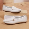 thumbnail image 5 of Miluxas Women's Business Loafers Work Casual Flats Shoes Lightweight Penny PU Leather Slip On Walking Shoes White 9.5(43), 5 of 9