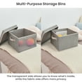 thumbnail image 3 of Foldable Storage Bins with Lids, Fabric Collapsible Storage Box for Closet, Stackable Container with PVC Window, 3 Pack, Grey, 13"x 12.2"x 8.4", 3 of 10