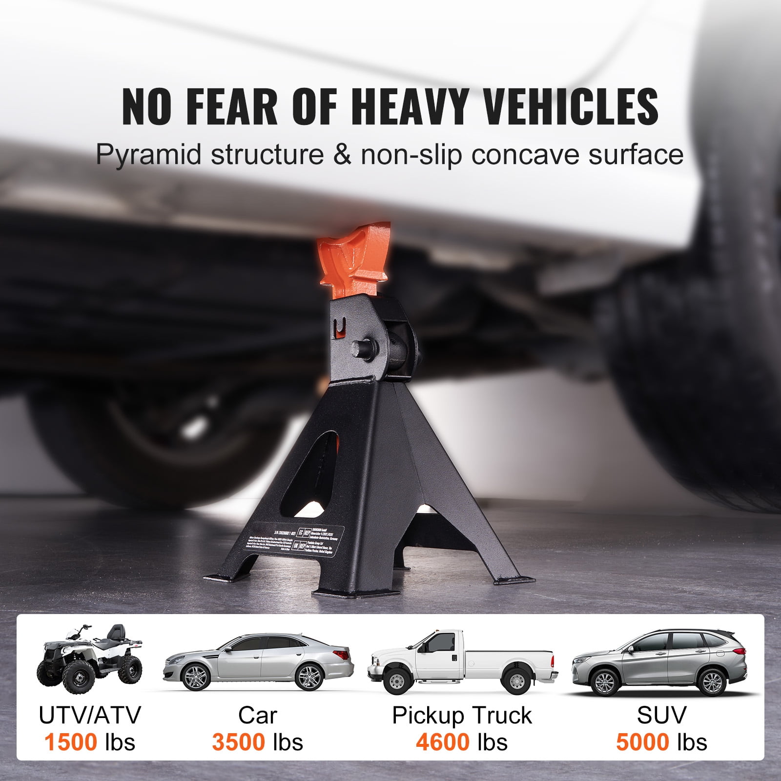 VEVOR Jack Stand 3T (6,000 lbs) Capacity Steel Adjustable Low Profile Auto Car Jack Stands for SUV MPV Sedan 1 Pair