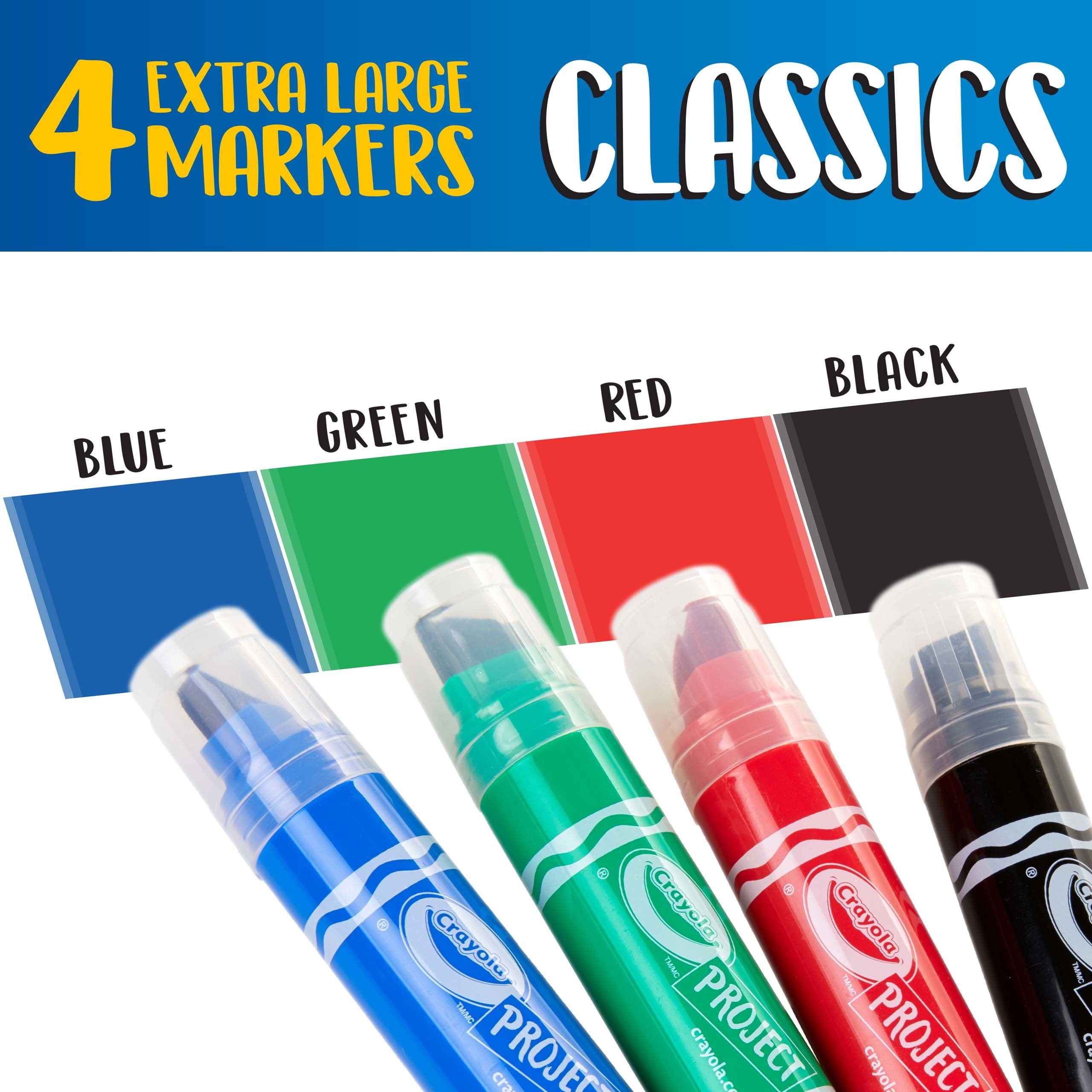 Crayola Washable Poster Markers, Broad Chisel Tip, Assorted Colors,  (588173)