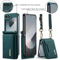 thumbnail image 5 of Phone Case for Samsung Z Flip 6 Case Wallet Magnetic Detachable, 2 in 1 Leather Slim Cover Samsung Galaxy Z Flip 6 Case with Card Holder Black Shockproof with Lanyard (Green), 5 of 16