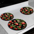 thumbnail image 7 of Gas Stove Burner Cover,Electric Stove Top Protector,Easy to Clean,Strawberries, Green Leaves and White Flowers on Black, 7 of 7