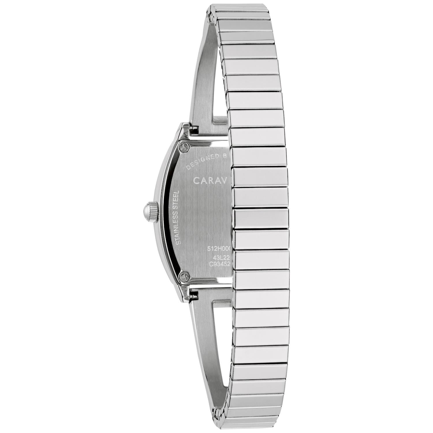 Caravelle b y Bulova Women's Crystal Silver Stainless Steel Bangle Watch with Expansion Band 43L223