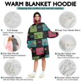 thumbnail image 5 of Wearable Oversized Blanket,Black Cartoon Dinosaurs Skeletons Boxes Pattern Wearable Blanket Hoodie for Adults,Cozy Hooded Blankets with Super Pockets,Super Warm Fuzzy Pullover for Women & Men, 5 of 6