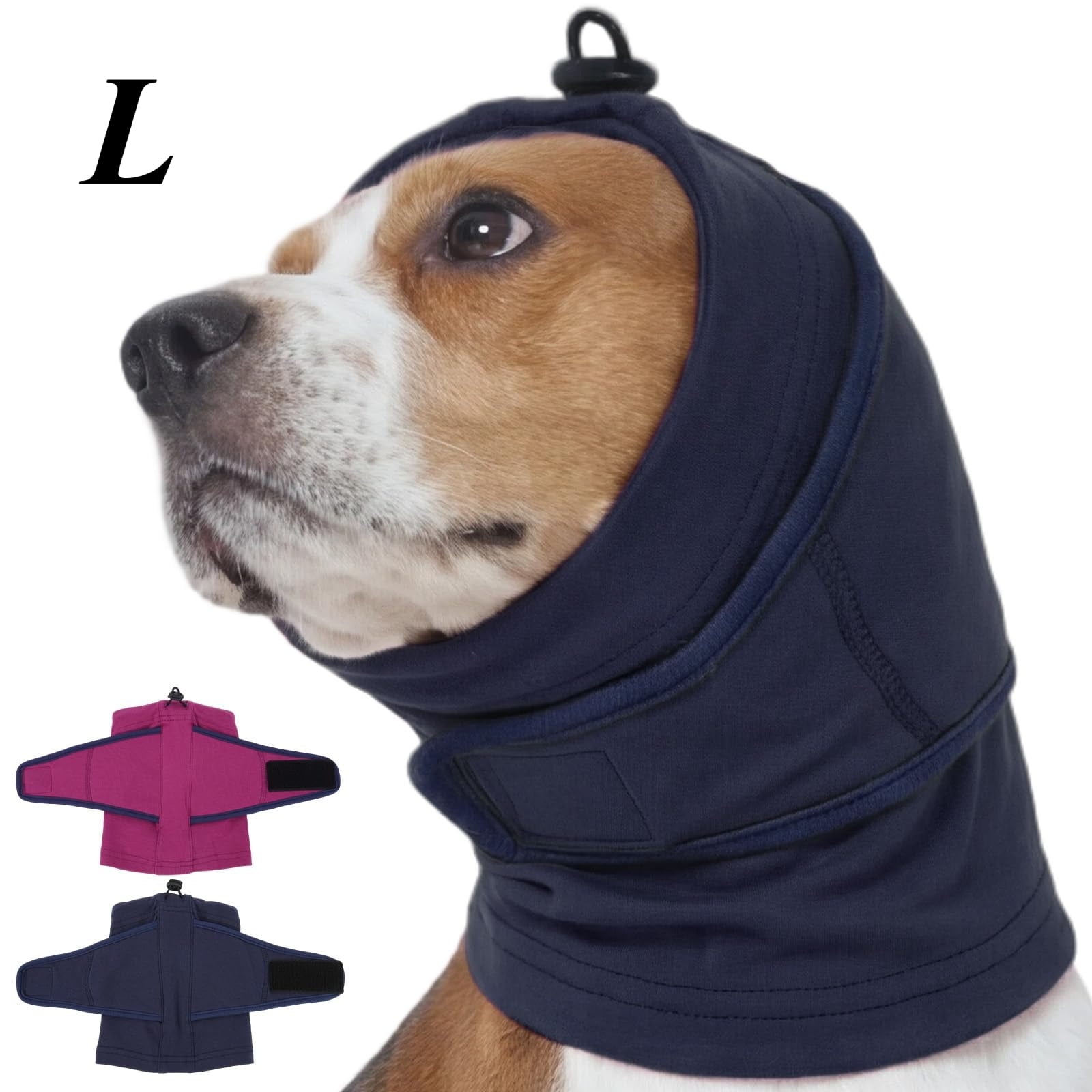 Soft Calming Dog Ear Wrap Hoodie 3 Layer Noise Reduction Sound Proof Pet Snood for Fireworks Bath Grooming Adjustable Cotton Ear Protection Cover S/M/L