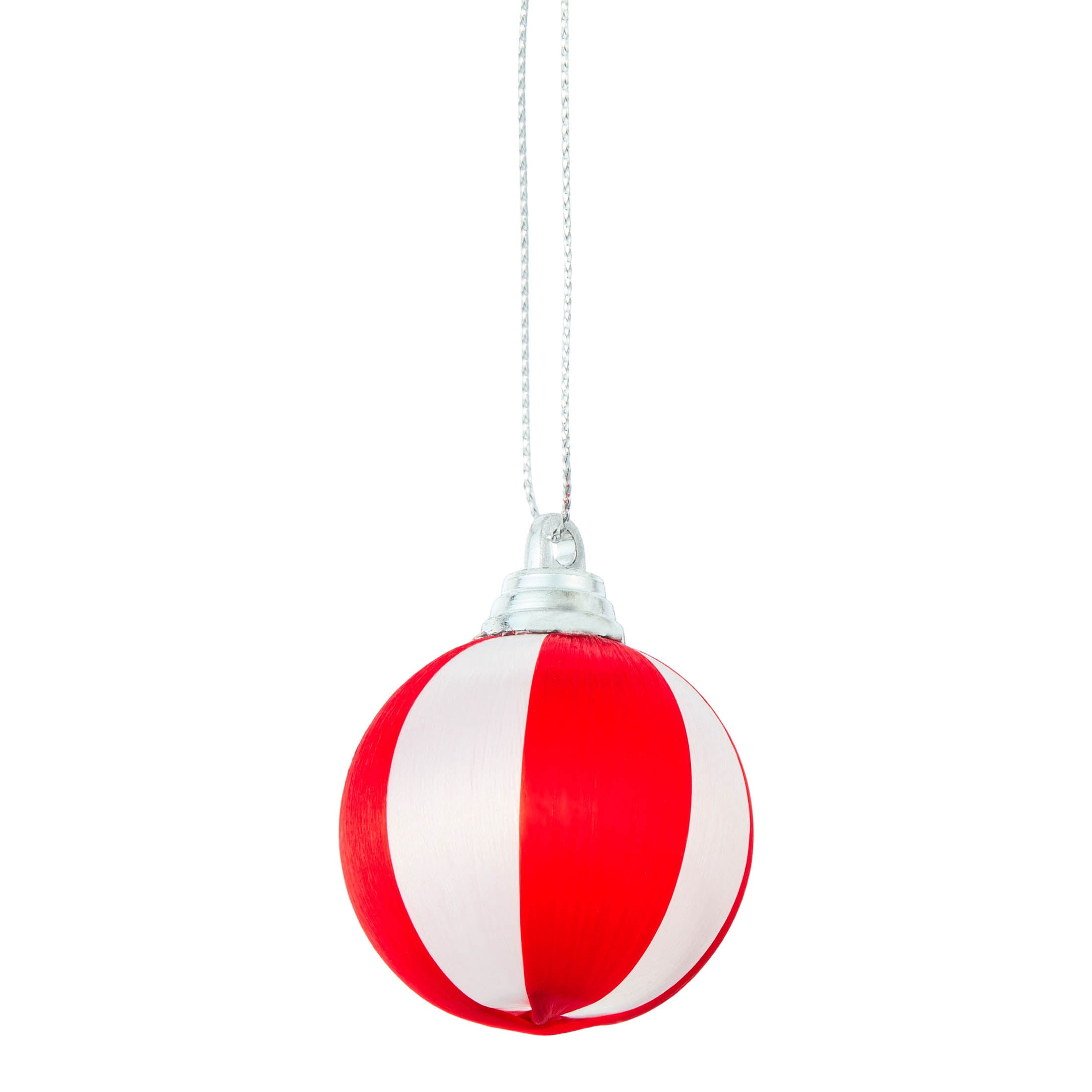 4-Count Red and White Stripe Ball Shatterproof Mini Christmas Ornaments, 1.5", by Holiday Time