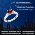 thumbnail image 2 of Gem Stone King 925 Sterling Silver Red Garnet 3-Stone Engagement Ring for Women (1.22 Cttw, Round 6MM, Gemstone January Birthstone, Size 9), 2 of 6