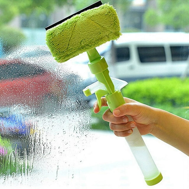POINTERTECK Double-Sided Window Glass Cleaner Cleaning Brush Portable Scraper Scrubber with Non-Slip Handle New