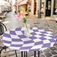thumbnail image 3 of Purple and White Elastic Fitted Round Table Cover Aesthetic Modern Abstract Waterproof Outdoor Tablecloth for Holiday Party, Picnic, Patio & Dining Fits Tables Up to 36"-44", 3 of 8