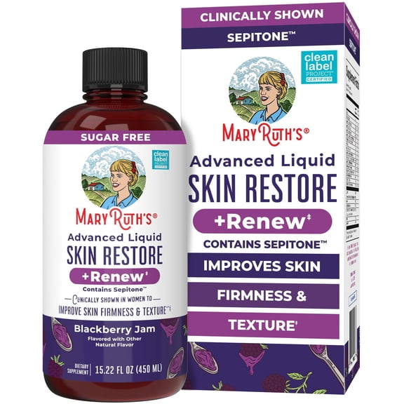 MaryRuth's Liquid Advanced Skin Restore Renew for Women, Blackberry Jam, 15.22 fl oz, Sepitone, Adults Ages 18 , Vegan, Gluten Free