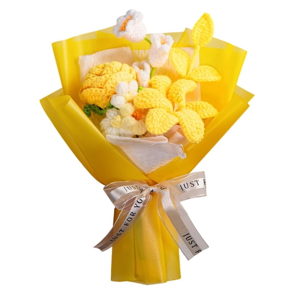 ZHANQUNE Handmade Crochet Rose Bouquet, Eternal Flower Arrangement for Home & Wedding Decor, Ready-to-Gift Allergy Free Knitted Flowers for Mom Valentine‘s Day Christmas Gift