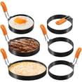 thumbnail image 1 of Juego de 6 anillos para tortitas Patelai con forma de huevo, de acero inoxidable, moldes para huevos, 1 of 6