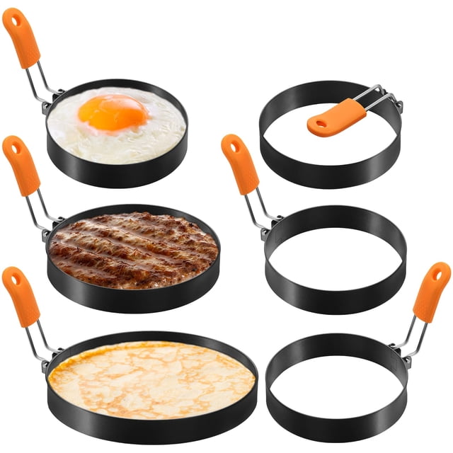 Juego de 6 anillos para tortitas Patelai con forma de huevo, de acero inoxidable, moldes para huevos