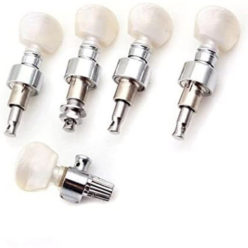 Apooke 5pcs 5 String Banjo Replacement Peg/Key Pearled Machine Head Square Button Tuning Tuner Machine Heads