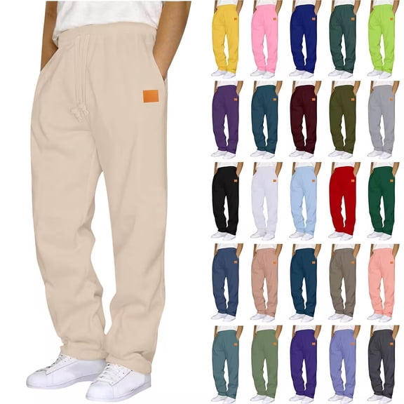 Bovxnpu Sweatpants for Men Plus Size Drawstring Elastic Waist Joggers Sports Pants Men's Straight Leg Pants Casual Sweatpants Men's Pants For Trendy Daily Wear