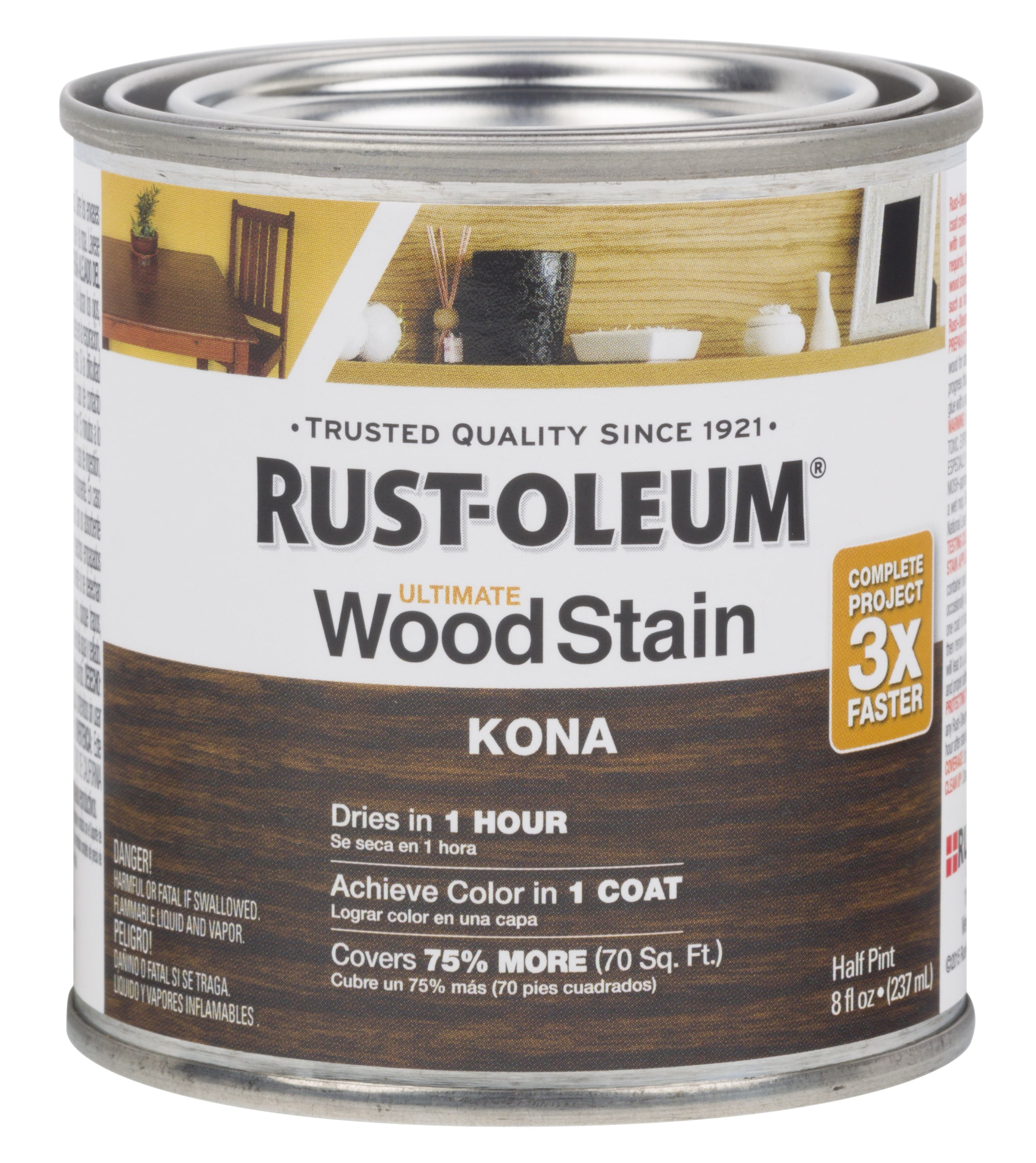 Rust Oleum Kona Ultimate Wood Stain Half Pint Walmart Com