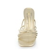 thumbnail image 5 of INSPIRE CHIC Women's Square Toe Strappy Strap Kitten Heels Slide Sandals Gold 7, 5 of 7