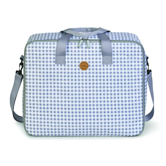 SARO Toddler Weekender Travel Bag - Gray Vichy with Pockets & Adjustable Strap