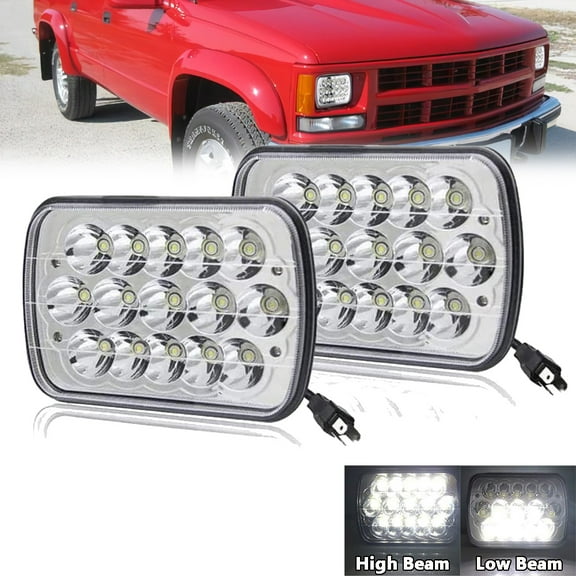 Pair 5x7 7x6 inch LED Headlight HI-LO Fit for 1997-2000 GMC K2500 Nissan Pickup jeep
