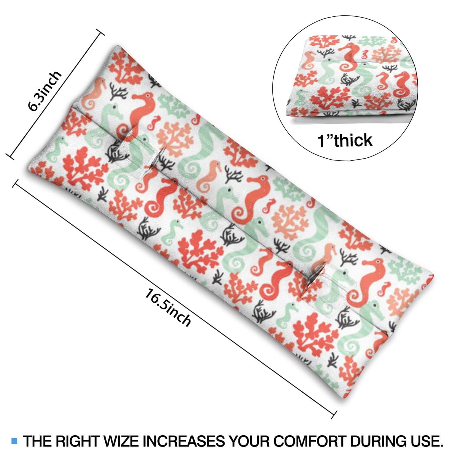 Tropical Seahorse Seat Belt Cushion for Post-Surgery Recovery - Plush Mastectomy Pillow with Coastal Marine Life Prints, Pressure Relief Pad for Women